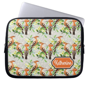 Exotic Birds On Lace Add Your Name Laptop Sleeve