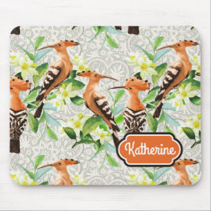 Exotic Birds On Lace Add Your Name Mouse Mat