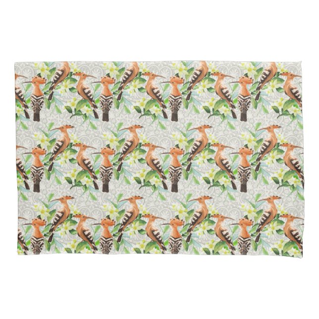 Exotic Birds On Lace Pillowcase (Front-Left)