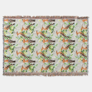 Exotic Birds On Lace Throw Blanket