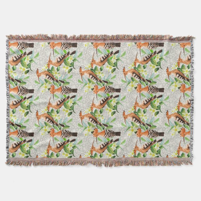 Exotic Birds On Lace Throw Blanket (Front)