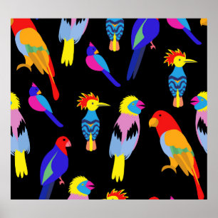 Exotic Birds Paradise Toucan Pattern Poster