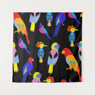Exotic Birds Paradise Toucan Pattern Tapestry