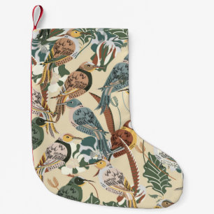 Exotic Birds: Tropical Seamless Print. Small Christmas Stocking