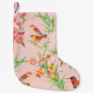 Exotic Birds: Vintage Floral Seamless. Small Christmas Stocking