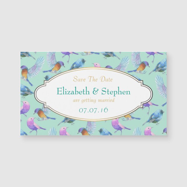 Exotic Birds Watercolor w/ Frame Save The Date (Front)