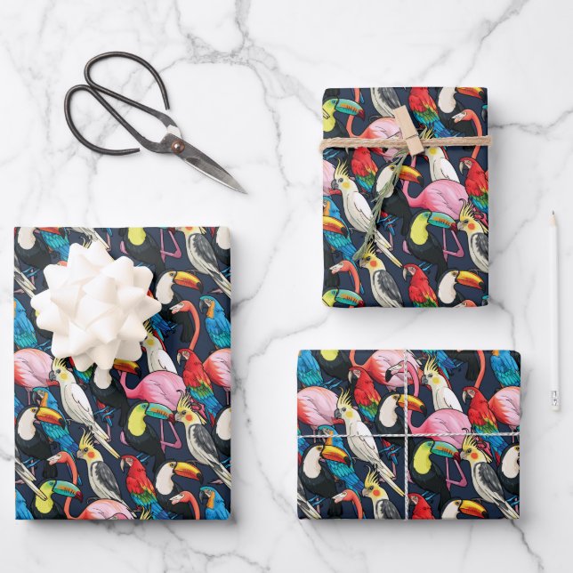Exotic Birds Wrapping Paper Sheet (Front)
