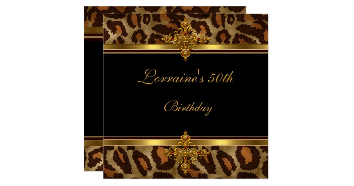Exotic Black Gold 50th Birthday Party Invitation Zazzle Co Uk