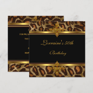 Exotic Black Gold 50th Birthday Party Invitation