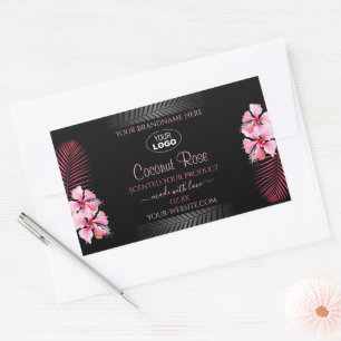 Exotic Black Product Label Pink Hawaii Flower Logo