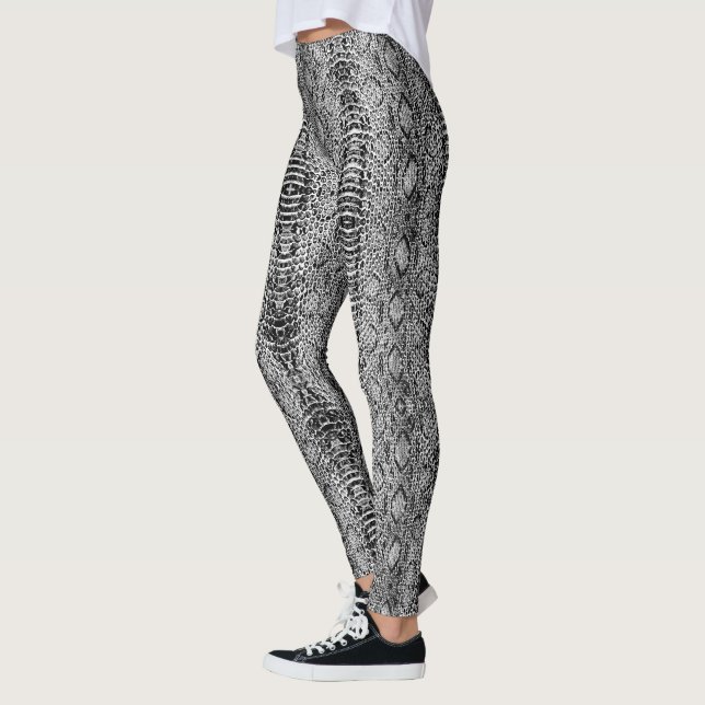 Exotic Black White High Contrast Snakeskin Leggings (Left)