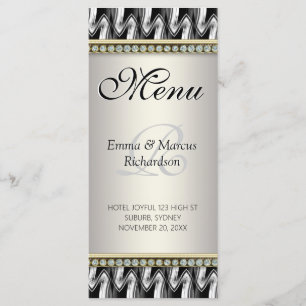 Exotic Black White Pattern Decor Wedding Menu