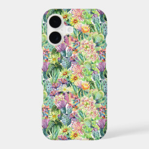 Exotic Blooming Watercolor Cacti Pattern
