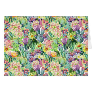 Exotic Blooming Watercolor Cacti Pattern
