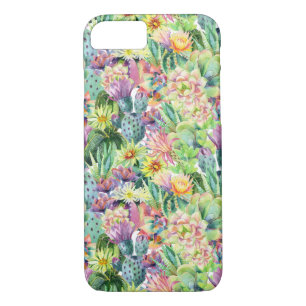 Exotic Blooming Watercolor Cacti Pattern iPhone 8/7 Case