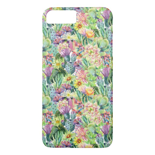 Exotic Blooming Watercolor Cacti Pattern Case-Mate iPhone Case (Back)