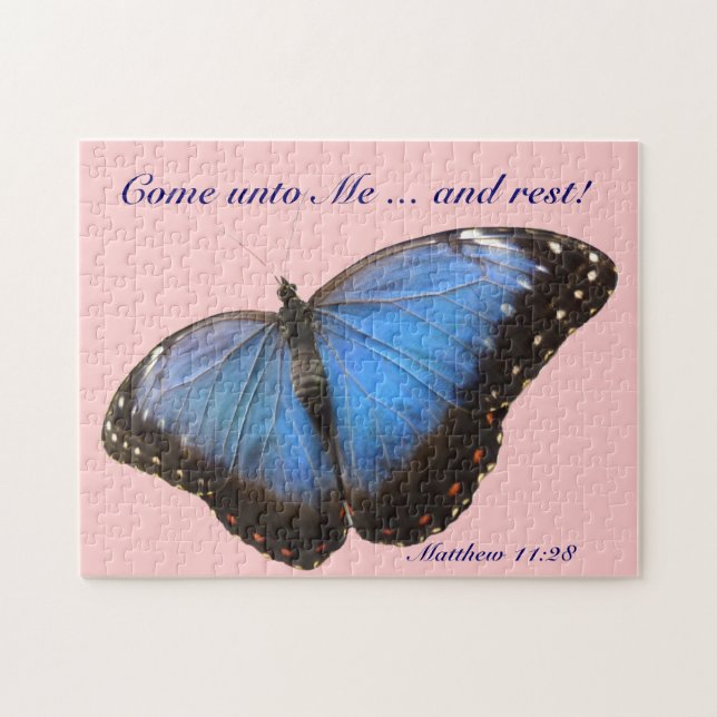 Exotic blue butterfly jigsaw puzzle (Horizontal)