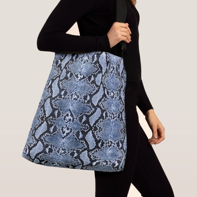Exotic Blue Denim Python Snakeskin Crossbody Bag (Close Up)