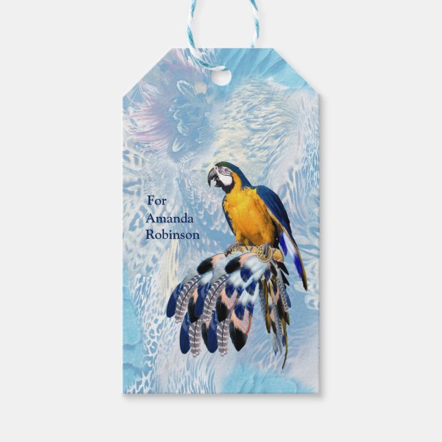 Exotic Blue Dream Catcher Gift Tags (Front)