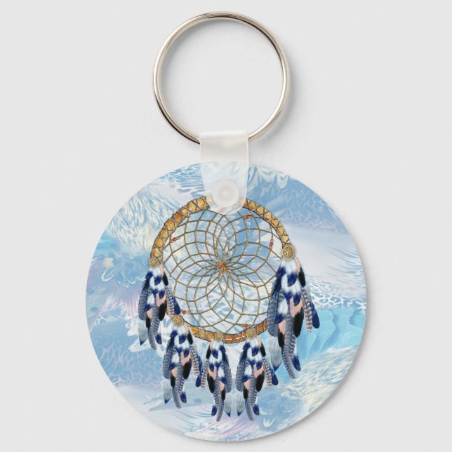 Exotic Blue Dream Catcher Groomsman gift Key Ring (Front)