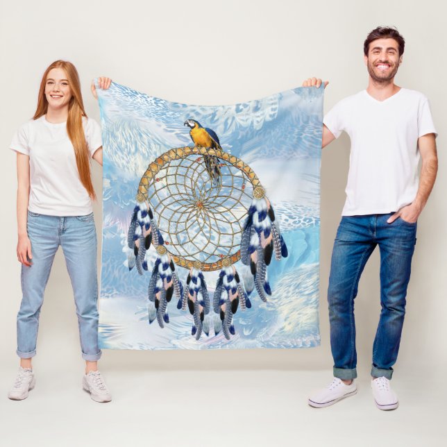 Exotic Blue Dream Catcher Home Decor Fleece Blanket (In Situ)
