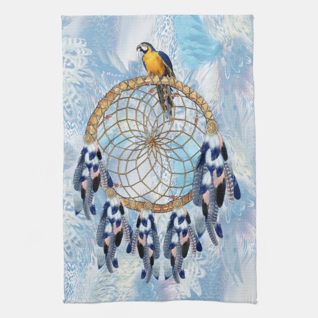 Exotic Blue Dream Catcher Home Decor Tea Towel (Vertical)