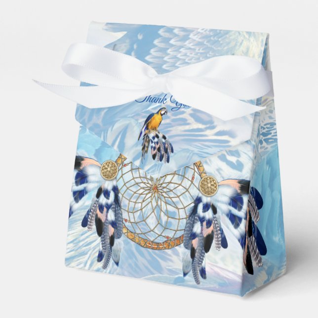 Exotic Blue Dream Catcher Wedding Favour Box (Front Side)