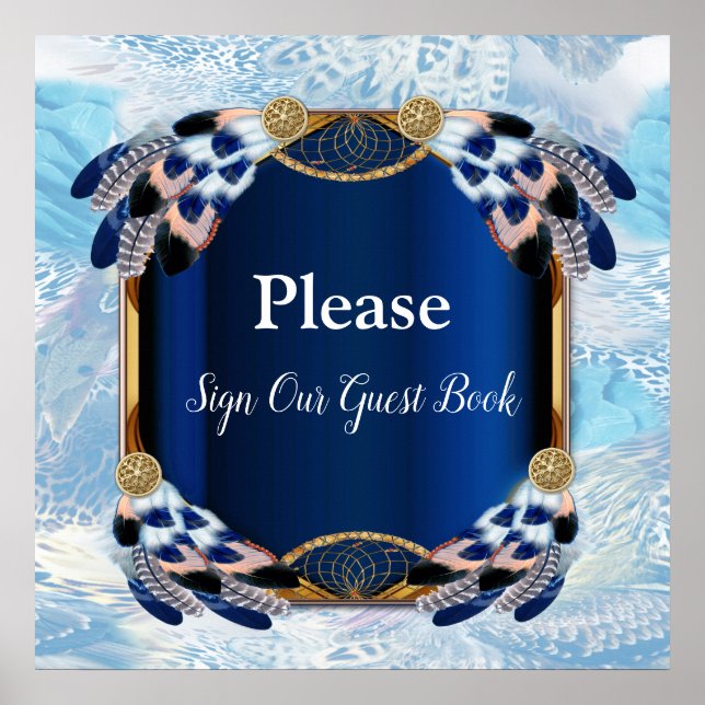 Exotic Blue Dream Catcher Wedding Poster (Front)