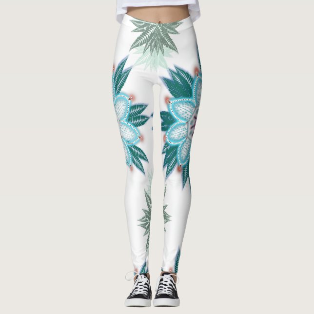 Exotic blue Flower Mandala Leggings (Front)