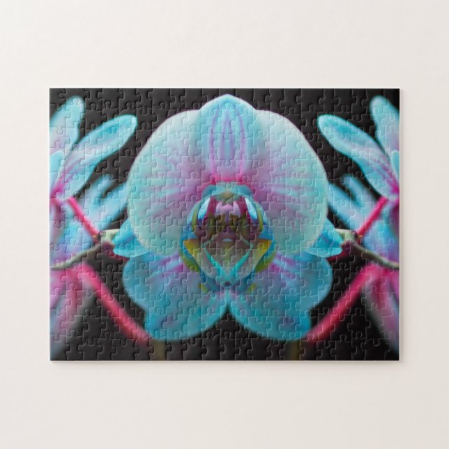 Exotic Blue Orchid Reflection Jigsaw Puzzle (Horizontal)