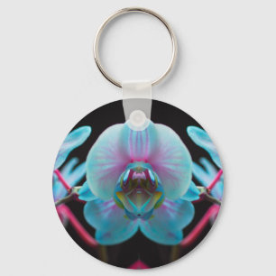 Exotic Blue Orchid Reflection Key Ring