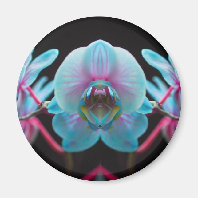 Exotic Blue Orchid Reflection Magnet (Front)