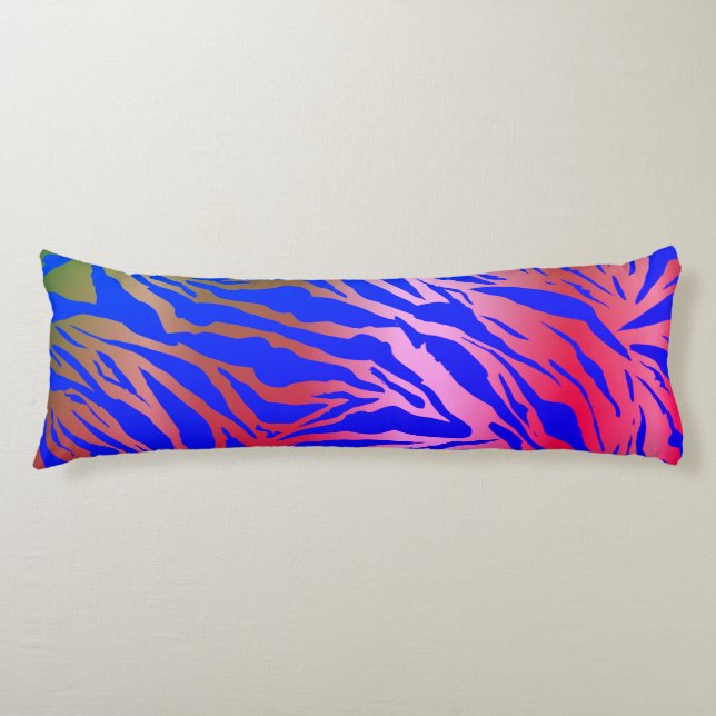 Exotic Blue & Pink Tiger Print Body Pillow (Front)