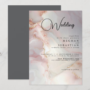 Exotic Blush  Marbled Opal Invitation