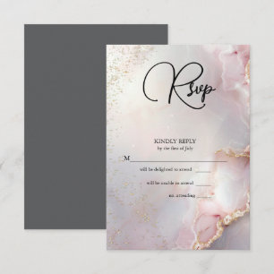 Exotic Blush  Marbled Opal RSVP Card