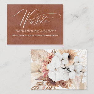 Exotic Boho Flowers Terracotta Wedding Website Enclosure Card