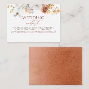 Exotic Boho Flowers Terracotta Wedding Website  Enclosure Card