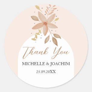 Exotic Boho Terracotta Floral Watercolor Classic Round Sticker