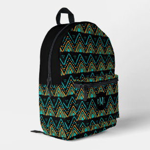Exotic Boho Tribal Mountain Symbol Monogram Printed Backpack