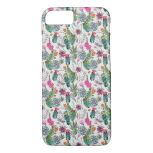 Exotic Boho Watercolor Cactus & Succulent Pattern iPhone 8/7 Case