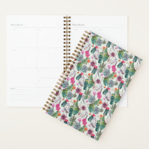 Exotic Boho Watercolor Cactus & Succulent Pattern Planner