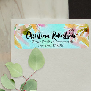 Exotic Boho Watercolor Succulents Return Address