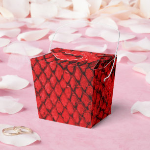 Exotic bold snake skin animal print pattern red favour box