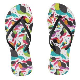 exotic brazil toucan bird background flip flops