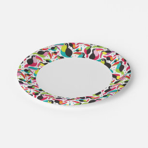 exotic brazil toucan bird background paper plate
