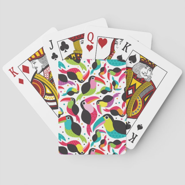 exotic brazil toucan bird background playing cards (Back)