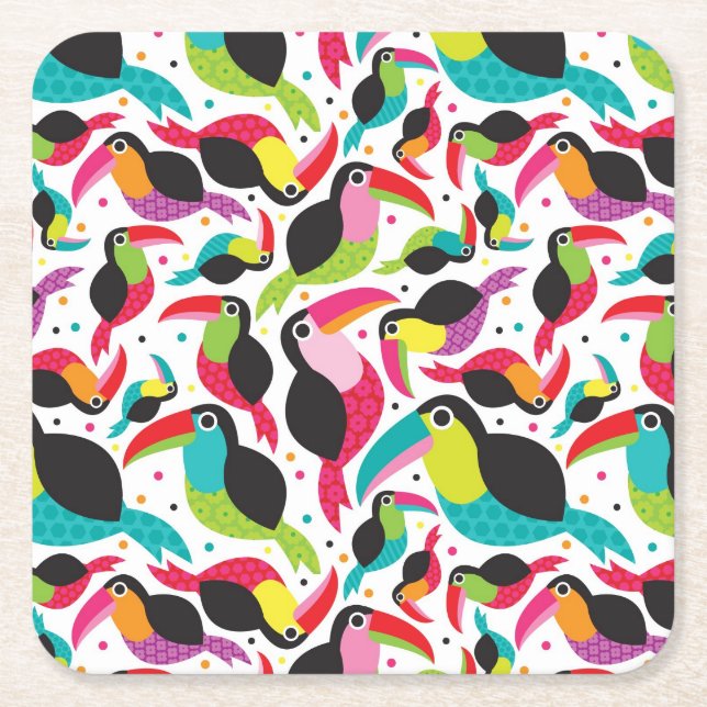 exotic brazil toucan bird background square paper coaster (Front)