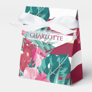 Exotic burgundy monogram striped favour box