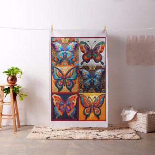 Exotic Butterflies Cheater Quilt Blocks Panel Fabric