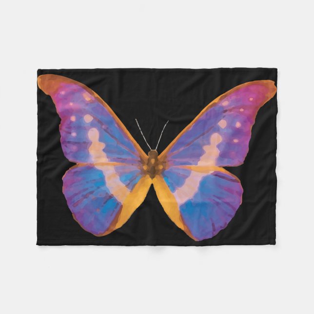 Exotic Butterfly Watercolor Fleece Blanket (Front (Horizontal))